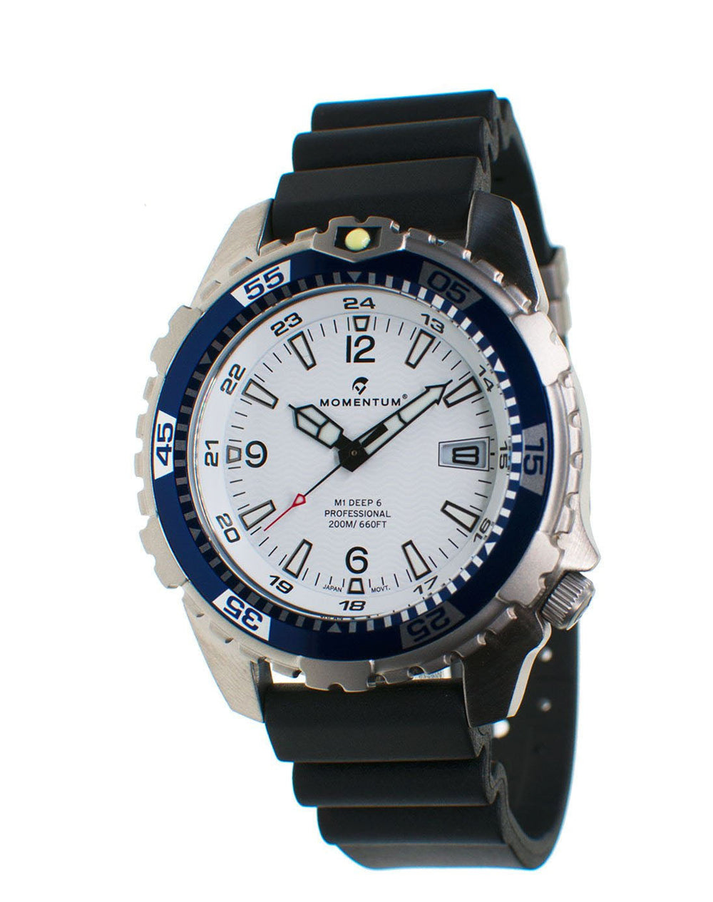 Momentum Momentum Deep 6 in White Face with Black 'Hyper' Rubber Strap & Sapphire Glass - Oyster Diving