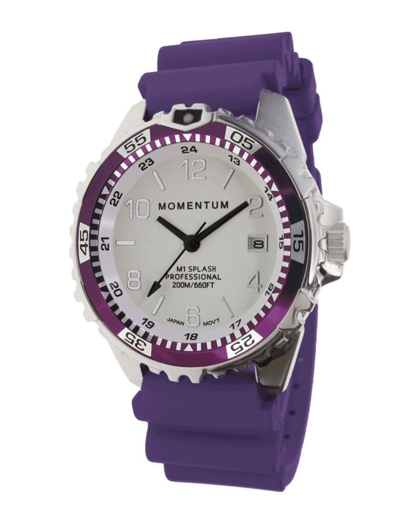 Momentum Momentum Splash Rubber with White face & Purple Twist Rubber Strap - Oyster Diving