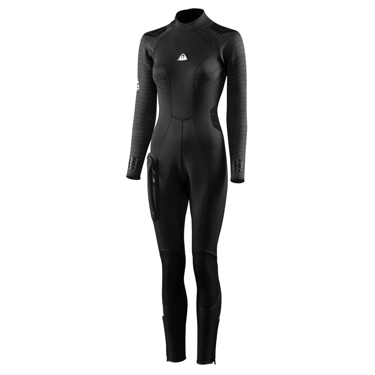 A black full-body wetsuit with long sleeves and full-length legs, shown on a white background. The Quiksilver logo is visible on the chest.