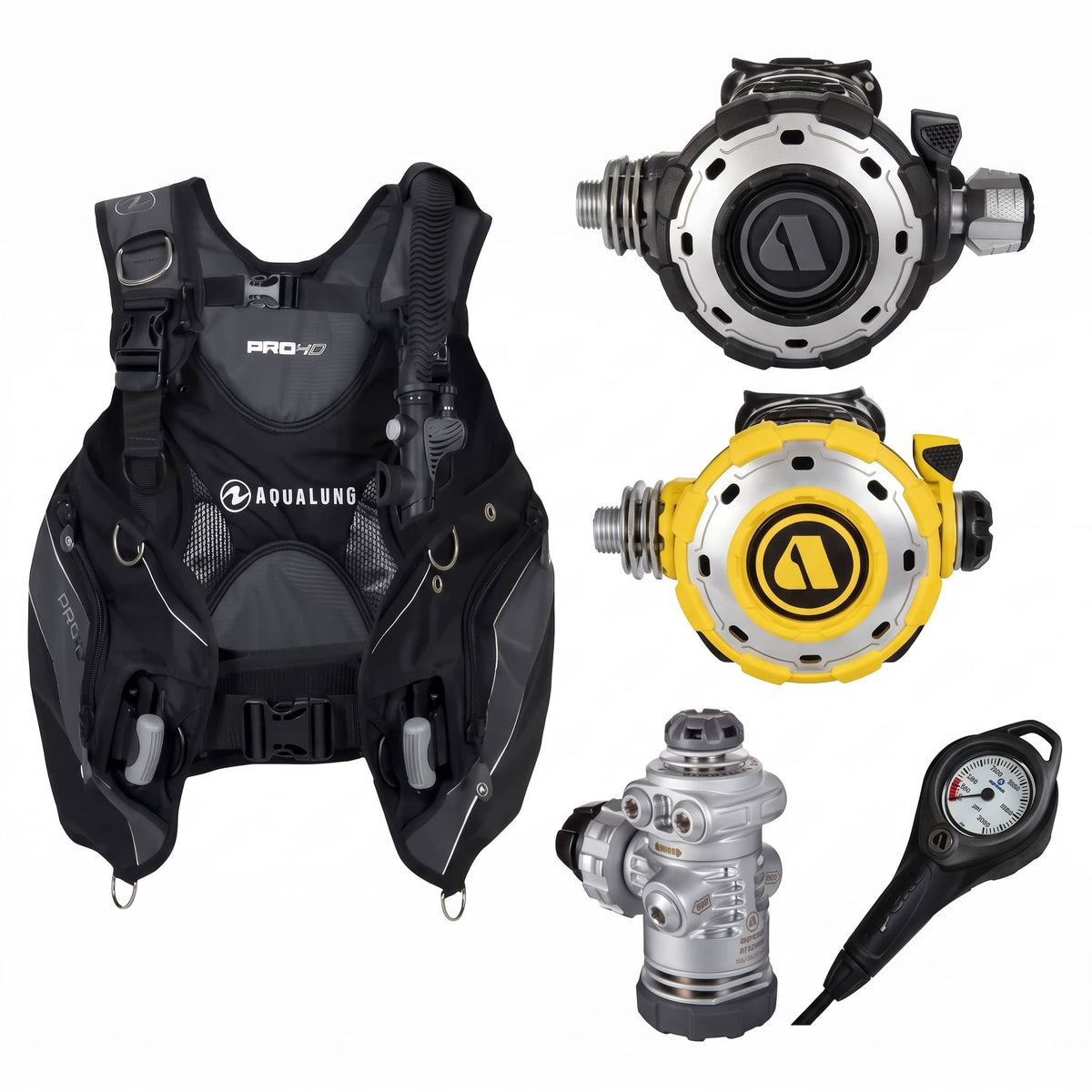 Aqualung Pro HD BCD package with Apeks MTX-RC regulator, octopus and pressure gauge
