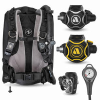 Aqualung Rogue BCD package with Apeks EVX200 regulator, octopus and pressure gauge
