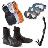 Fourth Element Seeker mask, Dry snorkel, Pelagic boots and Apeks RK4 fins package