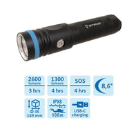 Skywoods Skywoods D7 Nova 2600 Lumen Dive Torch - Oyster Diving