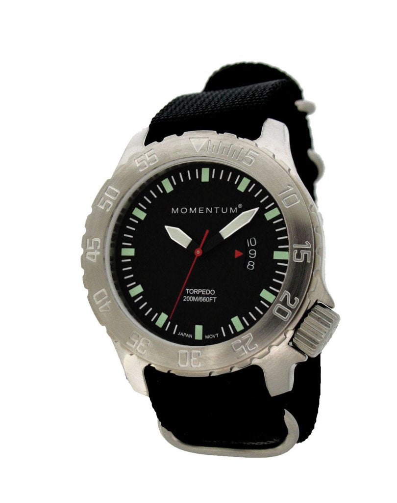 Momentum Momentum TORPEDO SS, SAPPHIRE, LRG, BLACK, BLACK WEB NATO NYLON BAND by Oyster Diving Shop