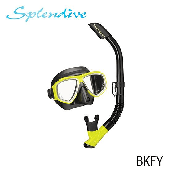 Tusa TUSA Splendive Snorkel Set (Adult) Black/Yellow (BK/FY) - Oyster Diving